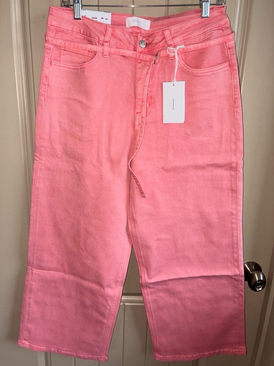 Vervet Denim - Vervet by Flying Monkey Pink Wide Leg High Rise Cropped Jeans NWT